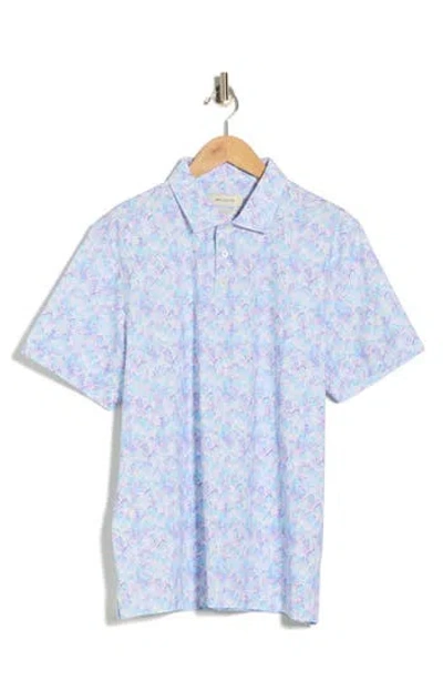Bugatchi Print Ooohcotton® Knit Polo In Blue
