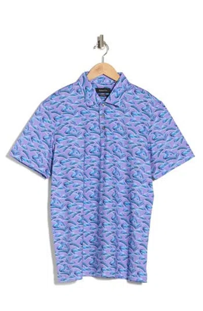 Bugatchi Print Ooohcotton® Knit Polo In Blue