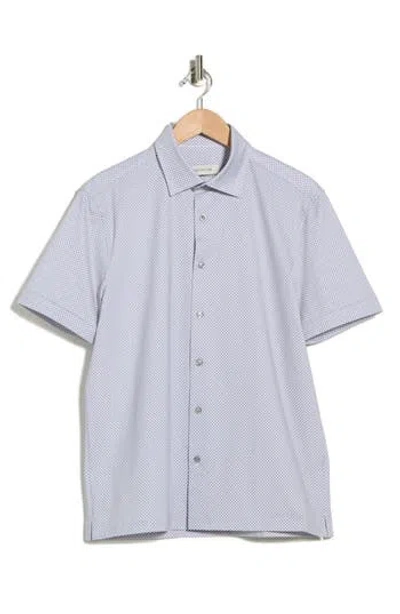 Bugatchi Print Short Sleeve Button-up Shirt In Gray