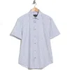 Bugatchi Print Short Sleeve Button-up Shirt In Blue