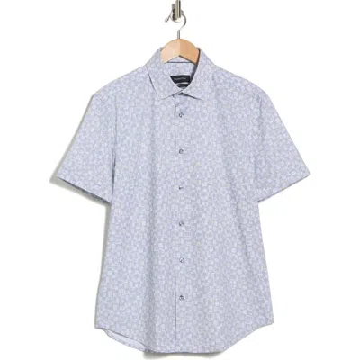 Bugatchi Print Short Sleeve Button-up Shirt In Blue