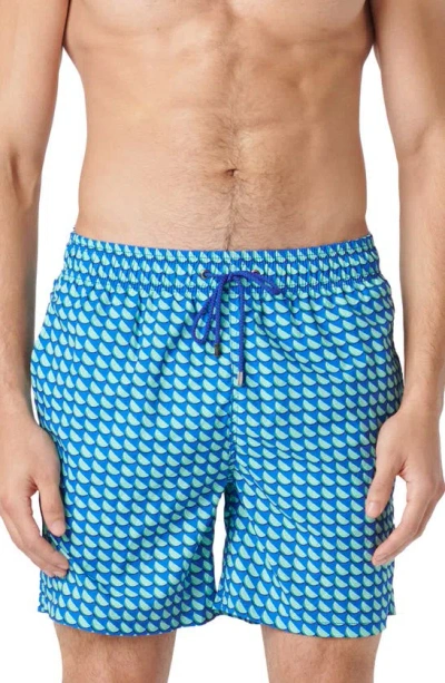 Bugatchi Print Swim Trunks In Menthol