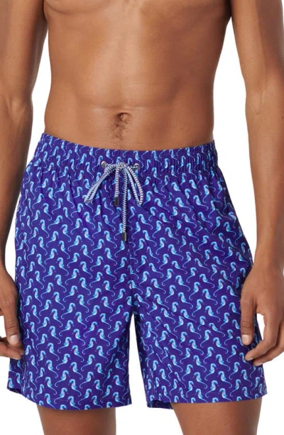 Bugatchi Print Swim Trunks In Night Blue