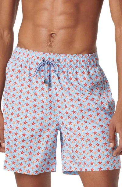 Bugatchi Print Swim Trunks In Sky