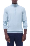 Bugatchi Quarter Zip Cotton & Cashmere Pullover In Celadon