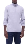 Bugatchi Merino Wool & Silk Bird's Eye Quarter Zip Sweater In Lilac