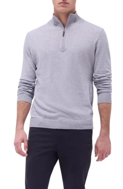 Bugatchi Quarter Zip Cotton & Cashmere Pullover In Platinum