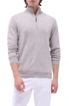 Bugatchi Quarter Zip Cotton & Cashmere Pullover In Stone