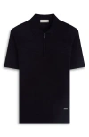 Bugatchi Quarter Zip Cotton Blend Polo Sweater In Black