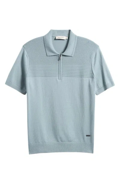 Bugatchi Quarter Zip Cotton Blend Polo Sweater In Gray