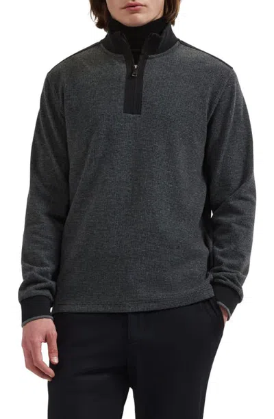 Bugatchi Quarter Zip Knit Pullover In Black