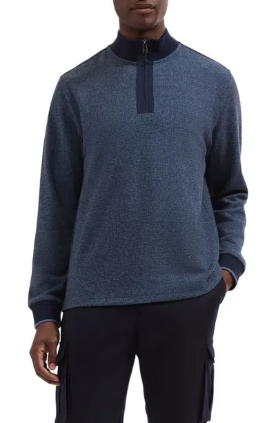 Bugatchi Quarter Zip Knit Pullover In Navy