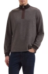 Bugatchi Quarter Zip Knit Pullover In Brown