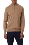 Bugatchi Quarter Zip Merino Wool Pullover In Brown