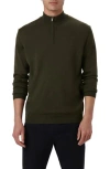 Bugatchi Quarter Zip Merino Wool Pullover In Green