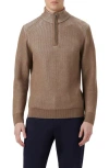 Bugatchi Quarter Zip Merino Wool Sweater In Camel