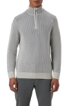 Bugatchi Quarter Zip Merino Wool Sweater In Stone