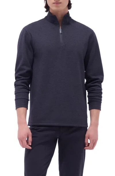 Bugatchi Quarter Zip Performance Pullover In Black
