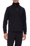 Bugatchi Quarter Zip Performance Pullover In Black