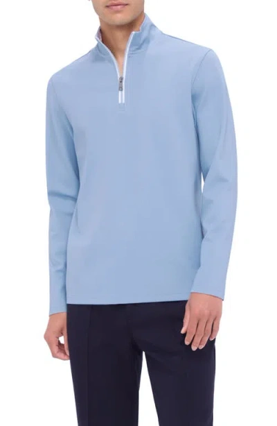 Bugatchi Quarter Zip Performance Pullover In Blue
