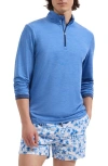 Bugatchi Quarter Zip Performance Pullover In Blue