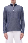 Bugatchi Quarter Zip Performance Pullover In Blue