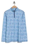 Bugatchi Quarter Zip Performance Pullover In Blue
