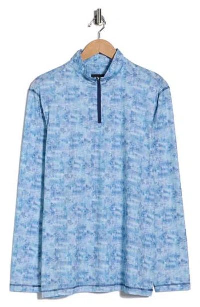 Bugatchi Quarter Zip Performance Pullover In Blue