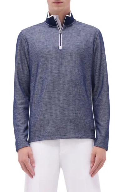 Bugatchi Quarter Zip Performance Pullover In Navy
