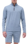 Bugatchi Quarter Zip Performance Pullover In Shark