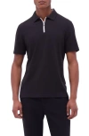 Bugatchi Quarter Zip Polo In Black