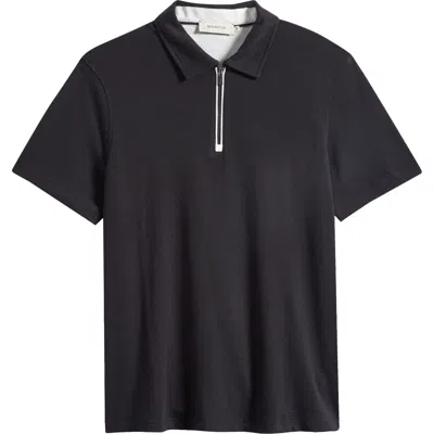 Bugatchi Quarter Zip Polo In Black