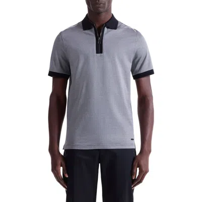 Bugatchi Quarter Zip Polo In Gray