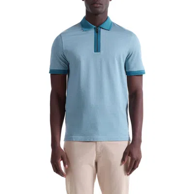 Bugatchi Quarter Zip Polo In Blue