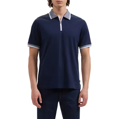 Bugatchi Quarter Zip Polo In Blue