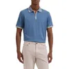 Bugatchi Quarter Zip Polo In Blue