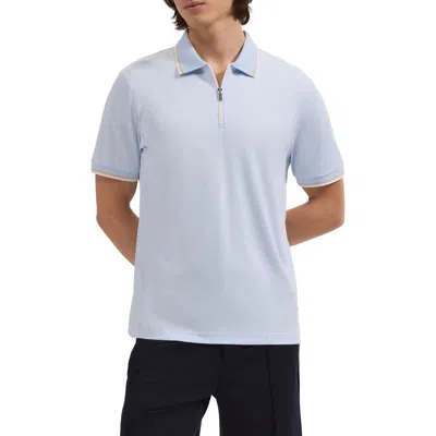 Bugatchi Quarter Zip Polo In Blue