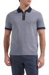 Bugatchi Quarter Zip Polo In Blue