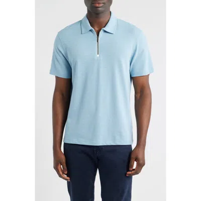 Bugatchi Quarter Zip Polo In Blue