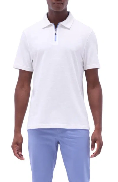 Bugatchi Quarter Zip Polo In Chalk