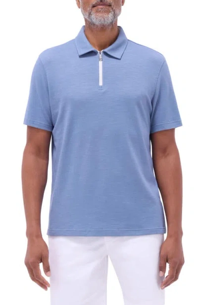 Bugatchi Quarter Zip Polo In Cobalt