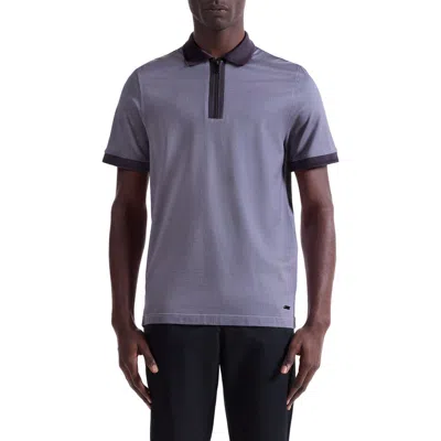 Bugatchi Quarter Zip Polo In Purple