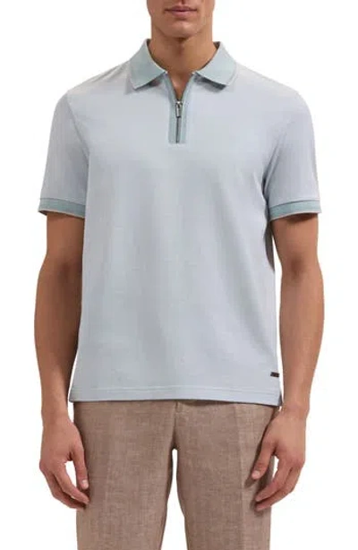 Bugatchi Quarter Zip Polo In Seafoam