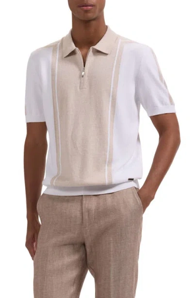 Bugatchi Quarter Zip Polo Sweater In Neutral