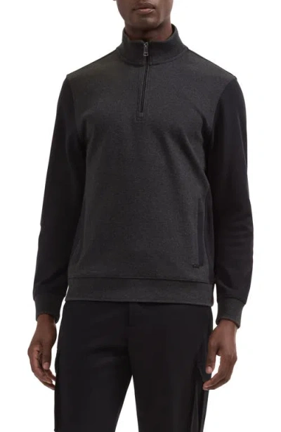 Bugatchi Quarter Zip Pullover In Black