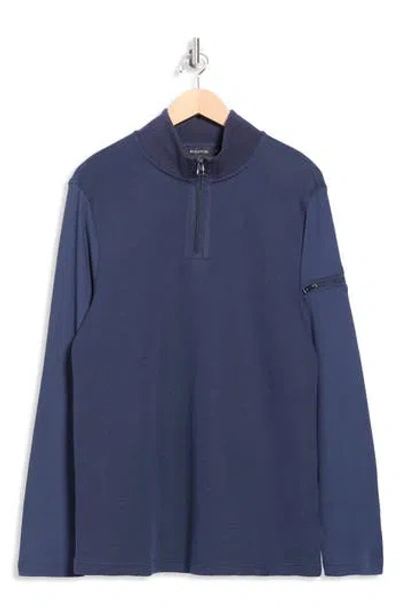 Bugatchi Quarter Zip Pullover In Blue