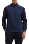 Bugatchi Quarter Zip Pullover In Blue