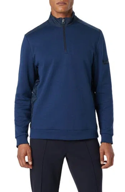 Bugatchi Quarter Zip Pullover In Blue