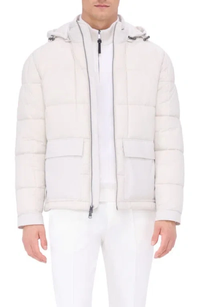 Bugatchi Quilted Hooded Field Jacket In Stone