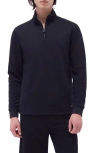 Bugatchi Quilted Quarter Zip Performance Pullover In Black